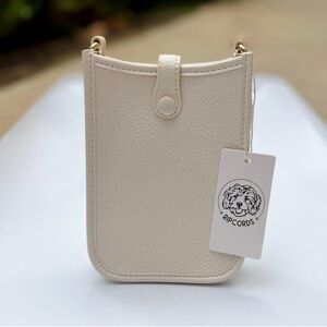 White Vegan Leather Cell Phone Shoulder Purse, Small Size Snap Closure